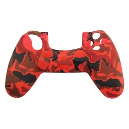 FUNDA PROTECTOR DE SILICONA PARA JOYSTICK PLAYSTATION 4 CAMUFLADO ROJO