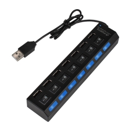 HUB MULTIPLICADOR 7 PUERTOS USB 2.0 CON INTERRUPTOR INDEPENDIENTE NEGRO