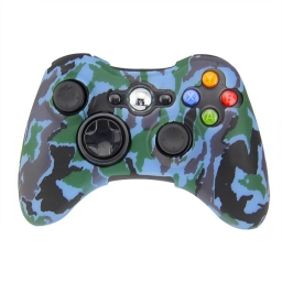 FUNDA PROTECTOR DE SILICONA JOYSTICK XBOX360 CAMUFLADO AZUL