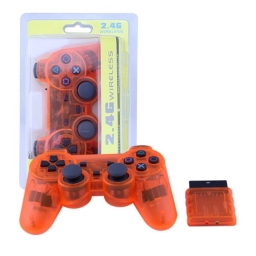 JOYSTICK INALAMBRICO PLAYSTATION 2 COMPATIBLE NARANJA TRANSPARENTE