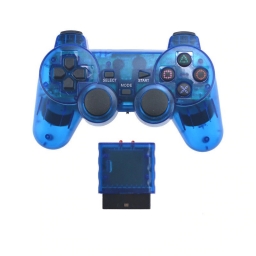 JOYSTICK INALAMBRICO PLAYSTATION 2 COMPATIBLE AZUL TRANSPARENTE