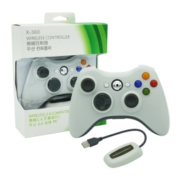 JOYSTICK INALAMBRICO XBOX 360 + RECEPTOR USB DE PC BLANCO COMPATIBLE