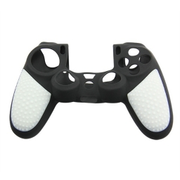 FUNDA PROTECTOR DE SILICONA PARA JOYSTICK DE PS4 BLANCO Y NEGRA