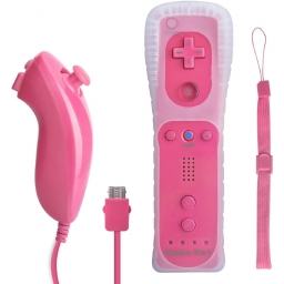 JOYSTICK WIIMOTE CON MOTION PLUS + NUNCHUK ROSA