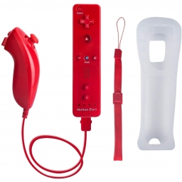 JOYSTICK WIIMOTE CON MOTION PLUS + NUNCHUK ROJO