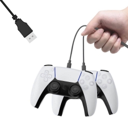 CABLE DOBLE TIPO C 2M DE CARGA JOYSTICK PARA PS5 Y OTROS DISPOSITIVOS