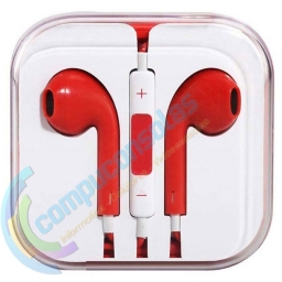 AURICULAR MANOS LIBRES CON MICROFONO Y CONTROL VOLUMEN ROJO