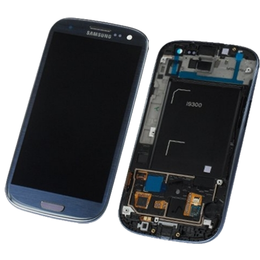 PANTALLA LCD DISPLAY Y TOUCH SAMSUNG i9300 GALAXY S3 AZUL CON MARCO