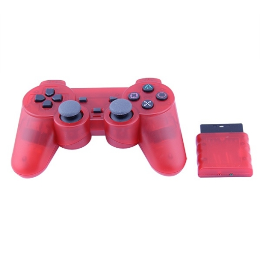 JOYSTICK INALAMBRICO PLAYSTATION 2 COMPATIBLE ROJO TRANSPARENTE