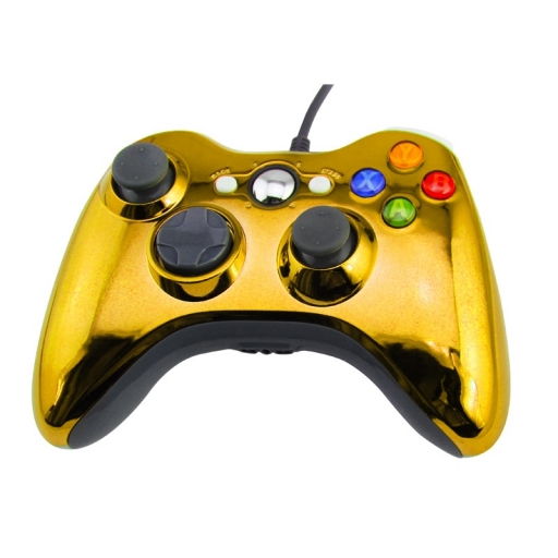 JOYSTICK CABLEADO COMPATIBLE CON XBOX 360 Y PC DORADO CROMO