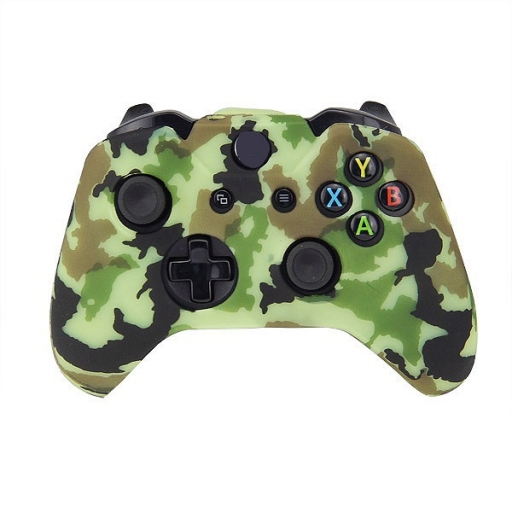 FUNDA PROTECTOR DE SILICONA JOYSTICK XBOX ONE CAMUFLADO VERDE NEGRO