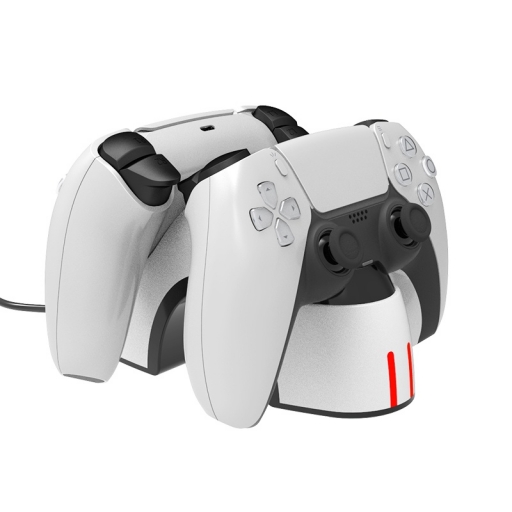 BASE DE CARGA DUAL POR PUERTO INFERIOR DEL JOYSTICK PARA PS5 + FUENTE