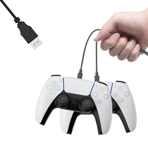 CABLE DOBLE TIPO C 2M DE CARGA JOYSTICK PARA PS5 Y OTROS DISPOSITIVOS