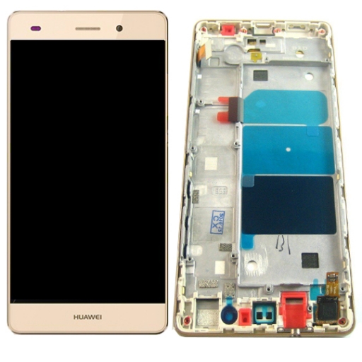 PANTALLA LCD DISPLAY CON TOUCH HUAWEI P8 LITE CON MARCO DORADA