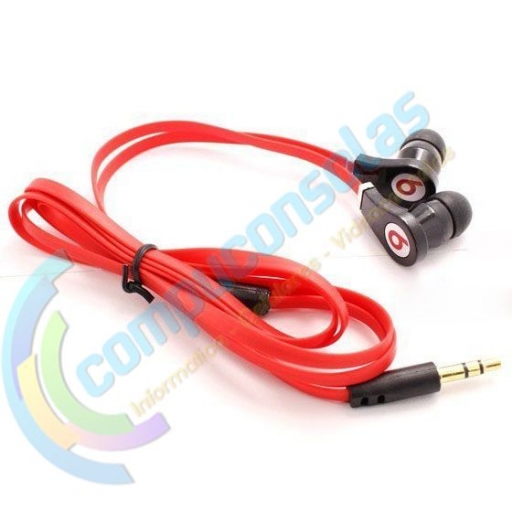 AURICULARES STEREO CABLE PLANO ROJO