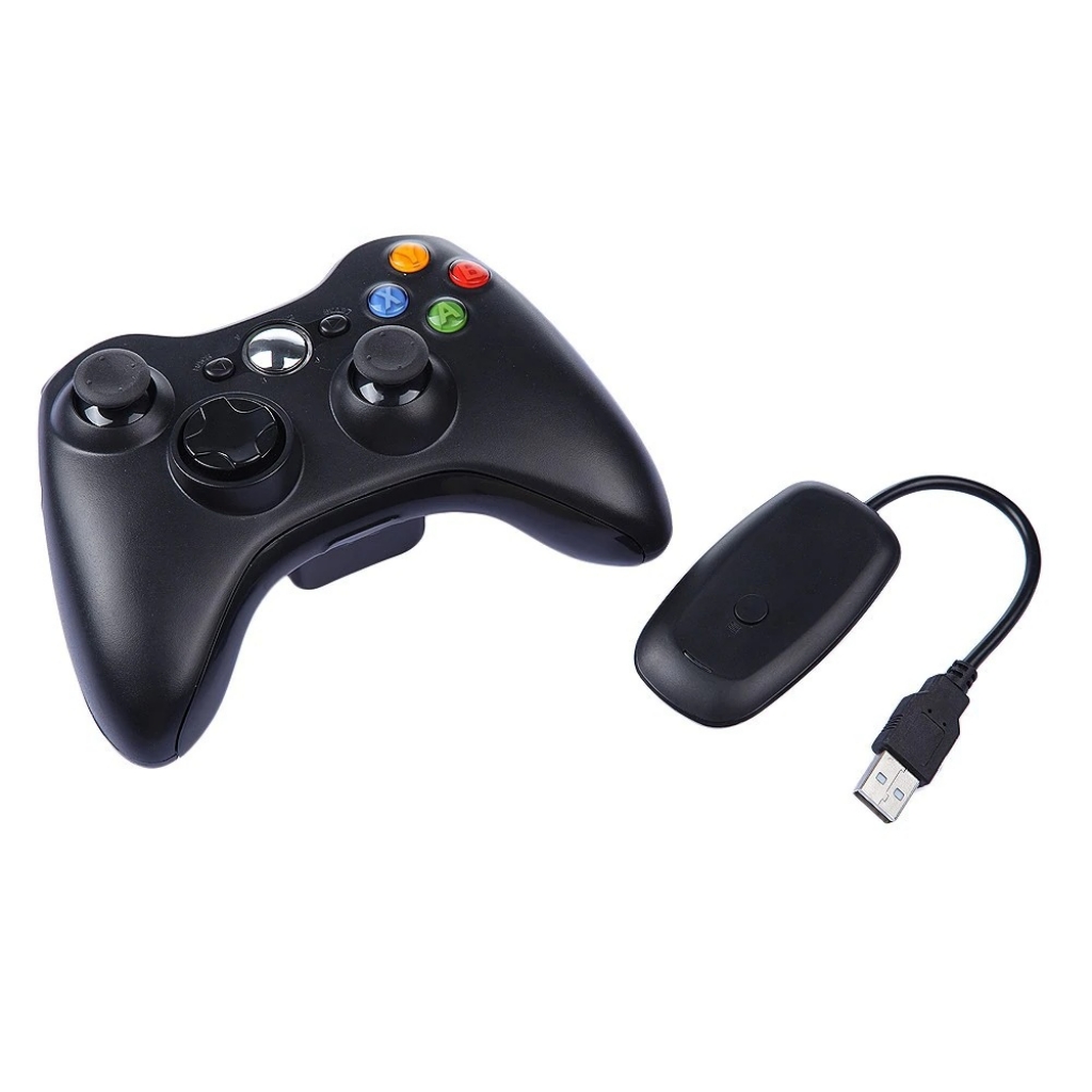 JOYSTICK INALAMBRICO XBOX 360 + RECEPTOR USB DE PC NEGRO COMPATIBLE Xbox  360 Accesorios Xbox 360