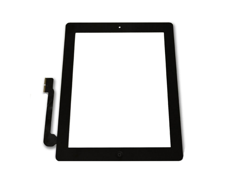 PANTALLA TACTIL TOUCH IPAD 3 y 4 NEGRO CON BOTON HOME COMPLETO Y ADHESIVOS INSTALADOS