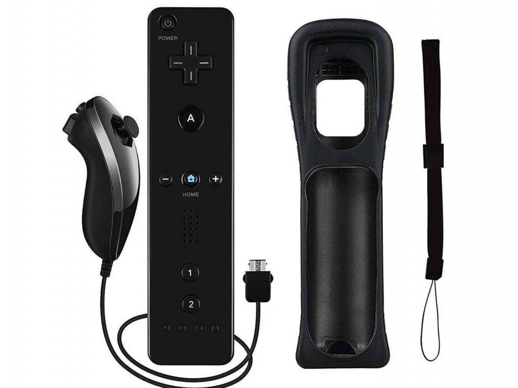 JOYSTICK WIIMOTE CON MOTION PLUS + NUNCHUK PARA WII NEGRO