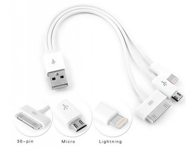 CABLE USB 3 EN 1 Micro usb lightning y 30 pin