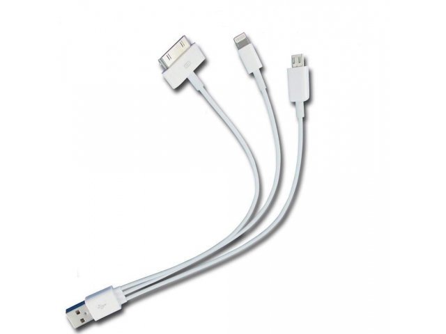 CABLE USB 3 EN 1 Micro usb lightning y 30 pin