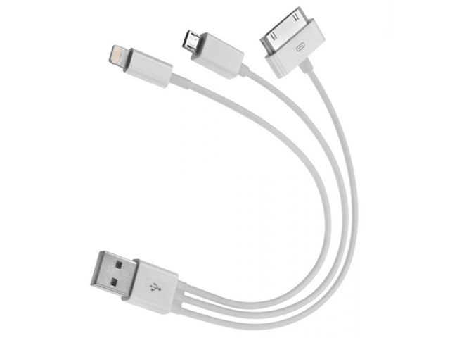 CABLE USB 3 EN 1 Micro usb lightning y 30 pin