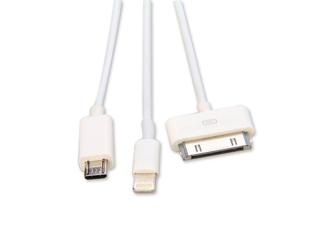 CABLE USB 3 EN 1 Micro usb lightning y 30 pin