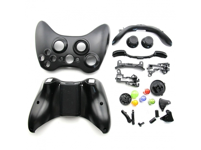 carcasa completa de repuesto para Joystick inalambrico de xbox 360 en color negro.