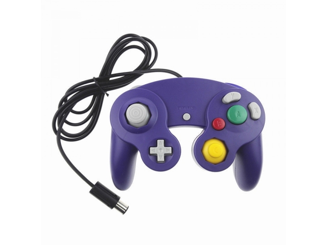 CONTROL MANDO JOYSTICK NINTENDO GAME CUBE Y WII VIOLETA CABLEADO COMPATIBLE