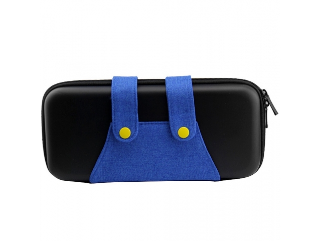 FUNDA ESTUCHE TRANSPORTE PROTECTORA RIGIDA NINTENDO SWITCH ATUENDO MARIO AZUL Y NEGRA. PROTEGE LA CONSOLA CUANDO NO LA ESTAS USANDO O PARA TRANSPORTARLA SIN RIESGOS