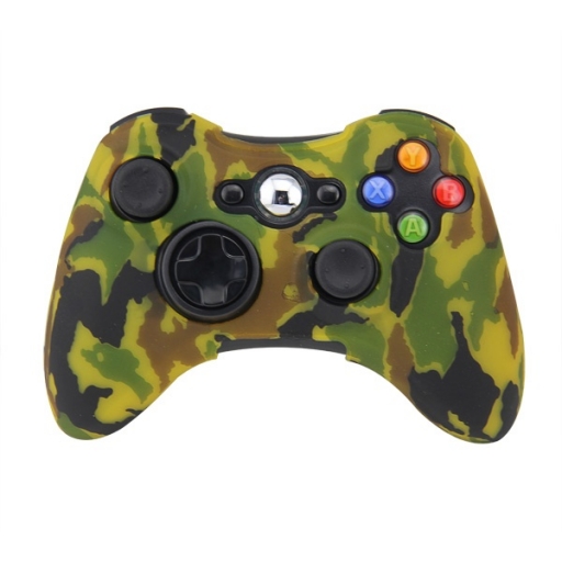 FUNDA PROTECTOR DE SILICONA JOYSTICK XBOX360 CAMUFLADO VERDE AMARILLO