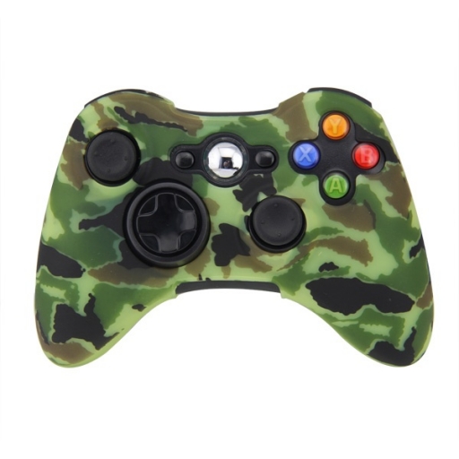 FUNDA PROTECTOR DE SILICONA JOYSTICK XBOX360 CAMUFLADO VERDE FLUO