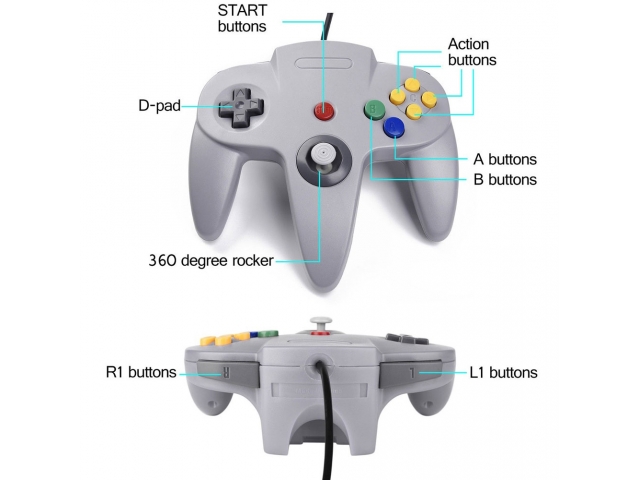 CONTROL MANDO GAMEPAD COMAPTIBLE CON LA CONSOLA NINTENDO 64 N64