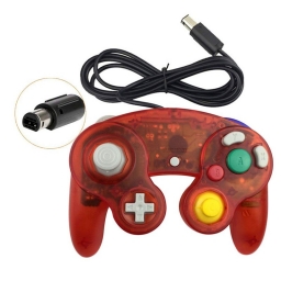 JOYSTICK NINTENDO GAME CUBE Y WII ROJO TRANSPARENTE