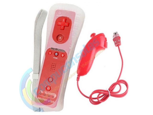 EL PACK CONTIENE:  -JOYSTICK WIIMOTE CON MOTION PLUS INCORPORADO  -JOYSTICK NUNCHUK  -CORREA PARA WIIMOTE  -FUNDA DE SILICONA PARA WIIMOTE  COLOR: ROJO