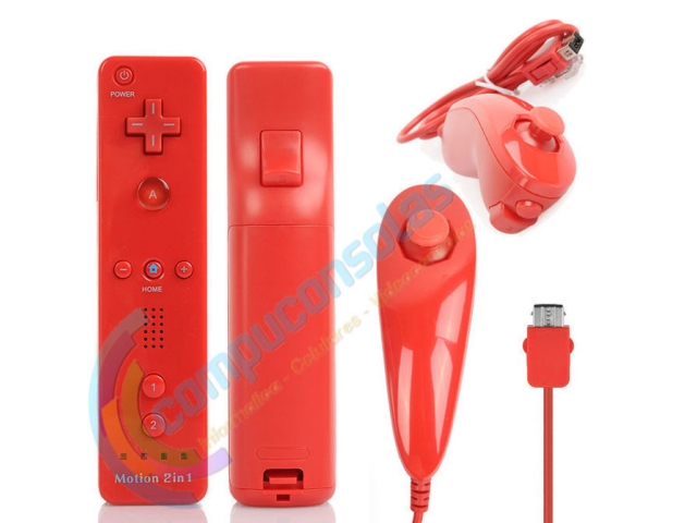 EL PACK CONTIENE:  -JOYSTICK WIIMOTE CON MOTION PLUS INCORPORADO  -JOYSTICK NUNCHUK  -CORREA PARA WIIMOTE  -FUNDA DE SILICONA PARA WIIMOTE  COLOR: ROJO