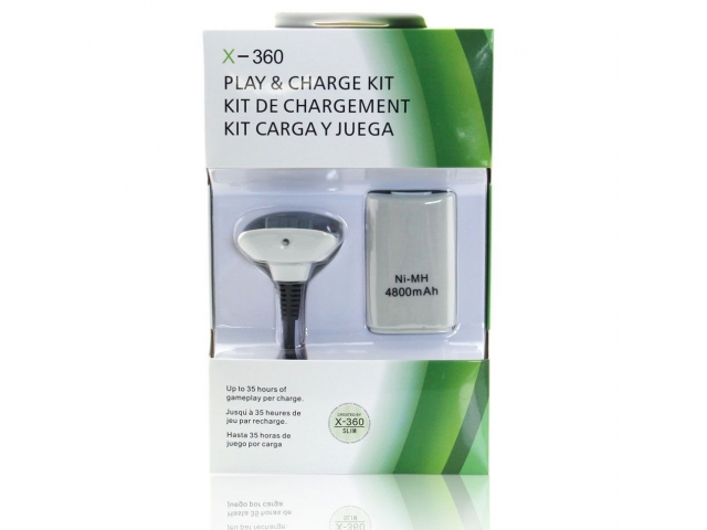 KIT CARGA Y JUEGA CON BATERIA Y CABLE DE CARGA PARA CONTROL DE LA CONSOLA XBOX 360  CON ESTE KIT PODES SEGUIR JUGANDO MIENTRAS SE CARGA LA BATERIA EN EL MANDO.