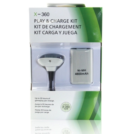 KIT CARGA Y BATERIA DE JOYSTICK PARA XBOX 360 BLANCO M1