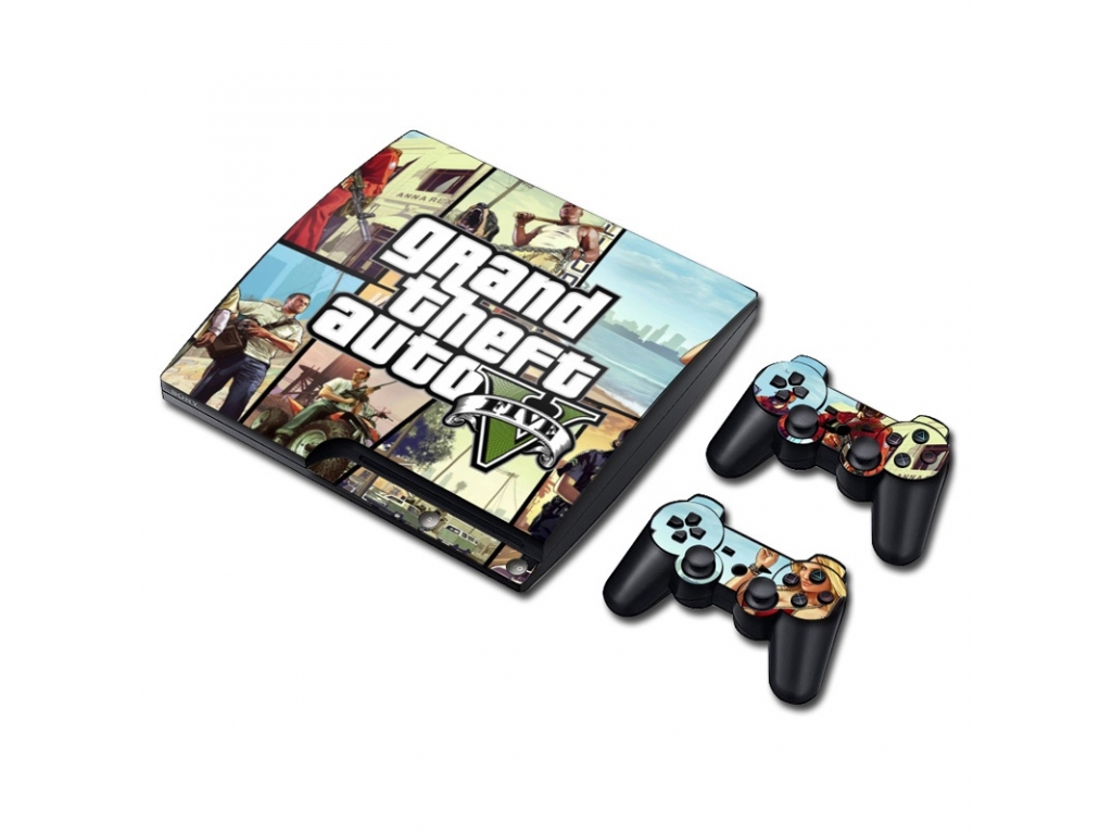 VINILO SKIN ADHESIVO PEGOTIN PERSONALIZAR PLAYSTATION 3 SLIM GTA 5